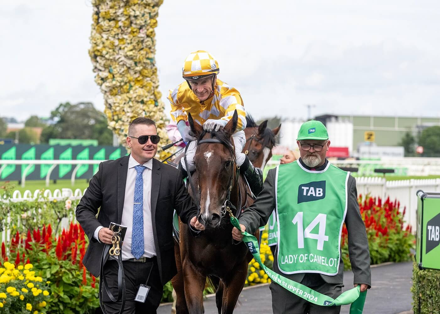Lady Of Camelot returning to the mounting yard after the Golden Slipper